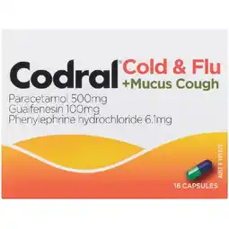 Woolworths Codral Cold & Flu + Mucus Cough Capsules Pk 16 offer