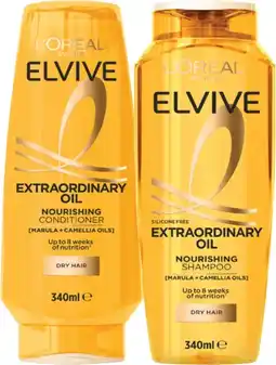 Coles L'Oréal Elvive Extraordinary Oil Shampoo or Conditioner 340mL offer