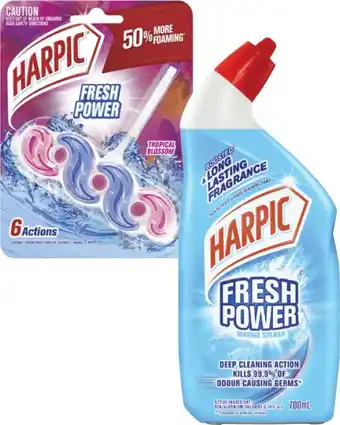 Coles Harpic Fresh Power Liquid 700mL or In The Bowl Toilet Cleaner 39g offer