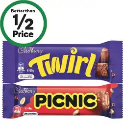 Woolworths Cadbury Medium Bars 30-55g offer