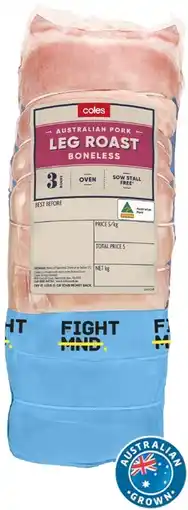 Coles Coles Australian Pork Leg Roast Boneless offer