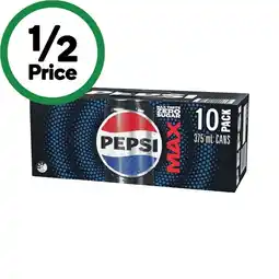Woolworths Pepsi or Pepsi Max Soft Drink Varieties 10 x 375ml offer