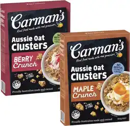Coles Carman's Aussie Oats Crunchy Clusters 450g offer