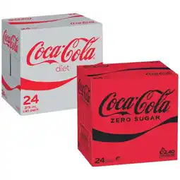 Woolworths Coca-Cola Classic, Zero Sugar or Diet Soft Drink Varieties 24 x 375ml offer