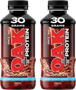 Coles Oak Plus Protein No Added Sugar Milk 500mL offer