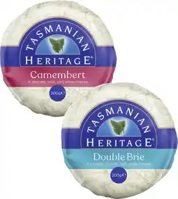 Coles Tasmanian Heritage Double Cream Brie or Camembert 200g offer
