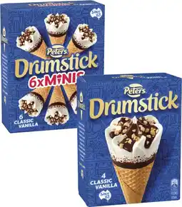 Coles Peters Drumstick Cones 4 Pack-6 Pack 475mL-490mL offer