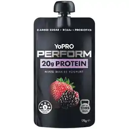Woolworths YoPRO Perform High Protein Yoghurt Pouch 175g – From the Fridge offer