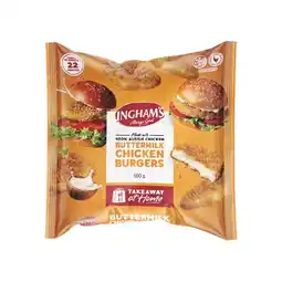 Ingham’s Original or Spicy Buttermilk Chicken Burgers 600g