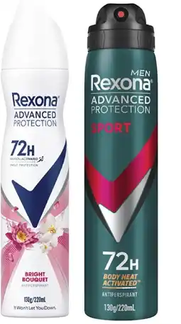 Coles Rexona Advanced 72hr Antiperspirant Aerosol Deodorant 220mL offer