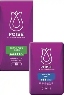 Coles Poise Pads Regular 16 Pack or Extra Plus 10 Pack offer