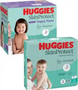 Coles Huggies Skin Protect Nappies 74 Pack or Nappy Pants 42 Pack-58 Pack offer
