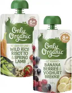 Coles Only Organic 4+ Months, 6+ Months or 8+ Months Baby Food Pouch 120g offer