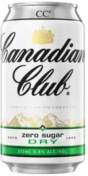 Coles Canadian Club & Zero Sugar Dry Cans 6x375mL offer