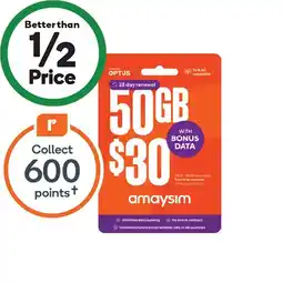 Woolworths amaysim $30 Starter Pack† offer