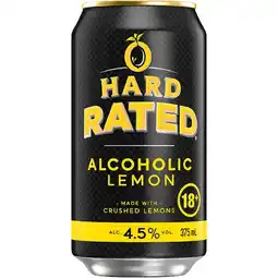 Woolworths Hard Rated Lemon 4.5% Cans 10x375ml offer