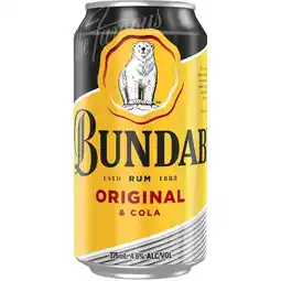 Woolworths Bundaberg Rum & Cola Cans 6x375ml offer