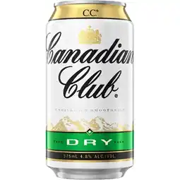 Woolworths Canadian Club & Dry Cans 6x375ml offer
