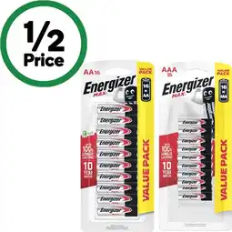 Woolworths Energizer Max Batteries AA or AAA Pk 16 offer