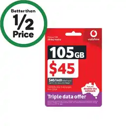 Woolworths Vodafone $45 Starter Pack§ offer