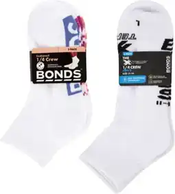Coles Bonds Women's Logo ¼ Crew or Men's X-Temp ¼ Crew 3 Pack offer