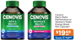 Good Price Pharmacy Cenovis Men's Multi+ Performance or Women's Multi+ Energy Boost offer