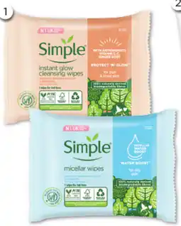 Good Price Pharmacy Simple Instant Glow or Micellar Face Wipes offer