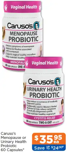 Good Price Pharmacy Caruso's Menopause or Urinary Health Probiotic offer