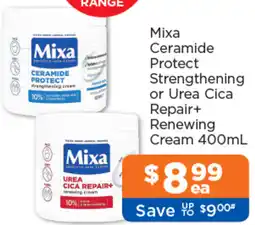 Good Price Pharmacy Mixa Ceramide Protect Strengthening or Urea Cica Repair+ Renewing Cream offer