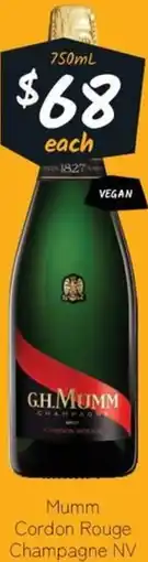 Cellarbrations Mumm Cordon Rouge Champagne NV offer