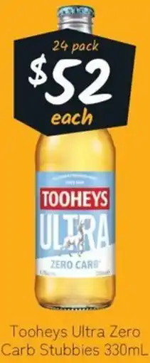 Cellarbrations Tooheys Ultra Zero Carb Stubbies offer