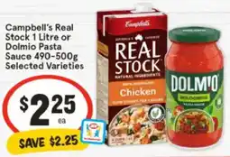 IGA Campbell's Real Stock or Dolmio Pasta Sauce offer