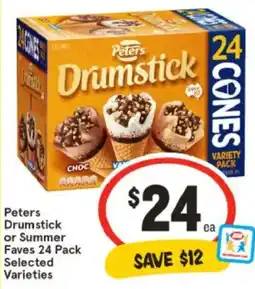IGA Peters Drumstick or Summer Faves 24 Pack Selected Varieties offer