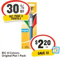 IGA BIC 4 Colours Original Pen 1 Pack offer