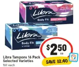 IGA Libra Tampons Selected Varieties offer
