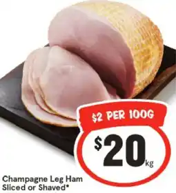 IGA Champagne Leg Ham Sliced or Shaved offer