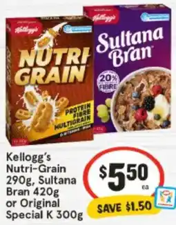 IGA Kellogg's Nutri-Grain , Sultana Bran , or Original Special K offer