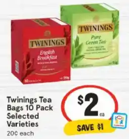 IGA Twinings Tea Bags Selected Varieties offer