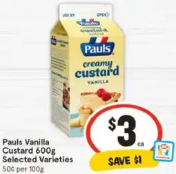 IGA Pauls Vanilla Custard Selected Varieties offer
