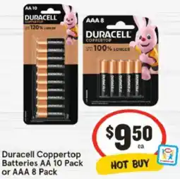 IGA Duracell Coppertop Batteries AA 10 Pack or AAA 8 Pack offer
