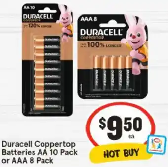 IGA Duracell Coppertop Batteries AA 10 Pack or AAA 8 Pack offer