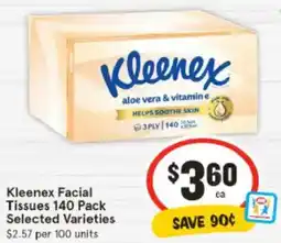 IGA Kleenex Facial Tissues Selected Varieties offer