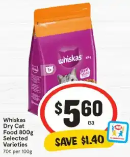 IGA Whiskas Dry Cat Food Selected Varieties offer