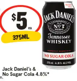 IGA Jack Daniel's & No Sugar Cola 4.8% offer