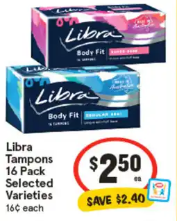 IGA Libra Tampons 16 Pack Selected Varieties offer
