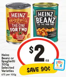 IGA Heinz Beanz or Spaghetti Selected Varieties offer