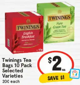 IGA Twinings Tea Bags Pack selected Varieties offer