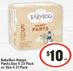 IGA BabyBoo Nappy Pants Size 5 23 Pack or Size 6 21 Pack offer