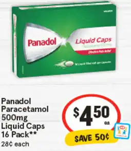 IGA Panadol Paracetamol Liquid Caps 16 Pack offer