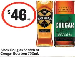 IGA Black Douglas Scotch or Cougar Bourbon offer